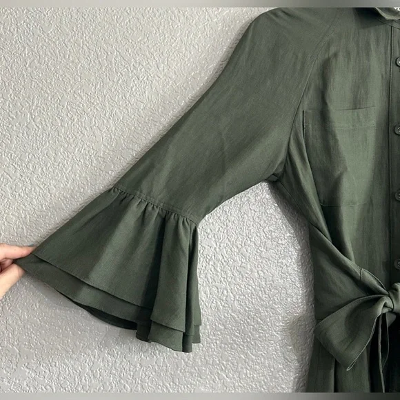 Derek Lam 10 Crosby Olive Green Grommet Hem Mini Dress sz 4 - Picture 9 of 14